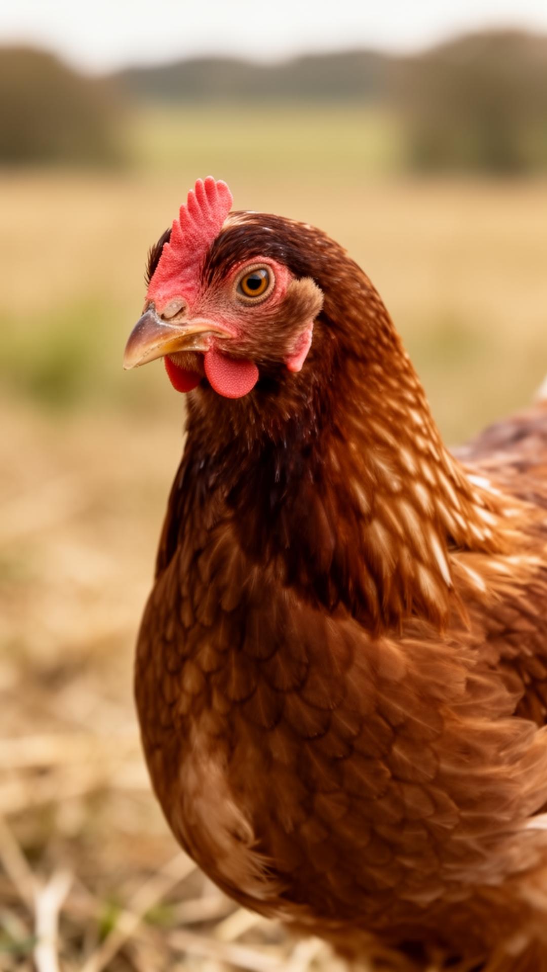 Retrato de una gallina campera